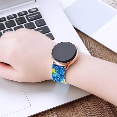 Pulseira impressa série van gogh de 20mm para samsung galaxy watch 7/6/5 40mm 44mm pulseira substituível para xiaomi huawei amazfit