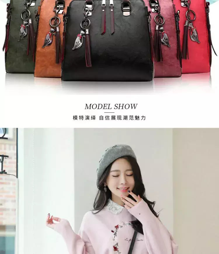 Bolsa de Ombro de Couro Retro para Mulheres, Bolsa Crossbody Messenger, Grande Capacidade, Bolsa Feminina, Designer de Luxo, Alta Qualidade