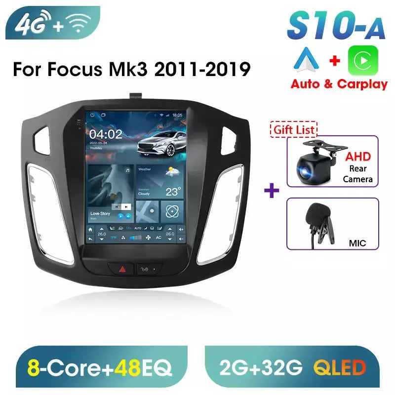 Srnubi 2 din 9.7 "android 13 carplay rádio do carro para ford focus 3 mk 3 2011 2012 - 2019 reprodutor multimídia 2din gps auto estéreo dvd