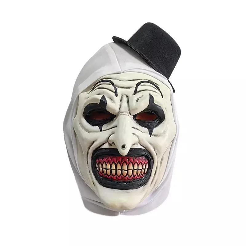 Horror Terrifier Palhaço Cosplay Máscara, Látex, Suave, Demônio, Mal, Coringa, Festa de Halloween, Fantasia, Adulto, Tamanho Único