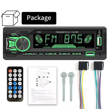 Universal 1 DIN Car MP3 Player B-tooth WIRELESS, Rádio FM, Entrada USB/TF/AUX, Carregador Rápido, Display de Tempo, Estéreo Multimídia para A