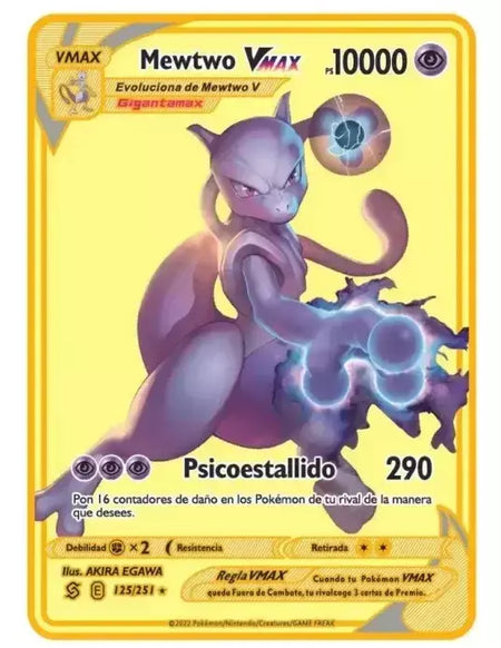 Pokemon English Metal Card Anime Pikachu Charizard Mewtwo Arceus Frog Flower Vmax GX Letters Game Collection Card Kids Toy Gifts