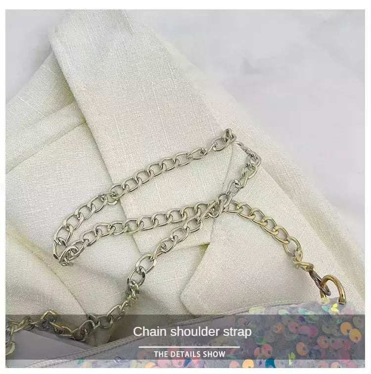 Lantejoulas crossbody saco de corrente simples ins cor sólida lantejoulas bolsa de ombro axilas bolsa de telefone noite sacos de embreagem bolsa