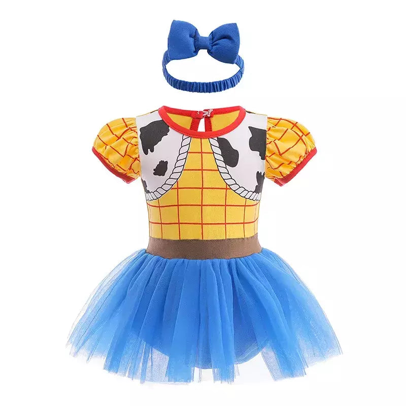 Baby Romper TUTU Vestido Com Headband Infantil Baby Princess Girl Roupas Tamanho 3-18M Cute Design Baby Dress Party Trajes