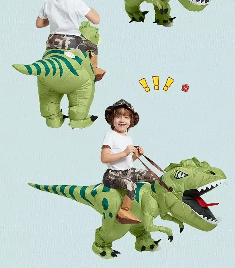 Traje de dinossauro inflável para adultos e crianças, Velociraptor, Festa de Carnaval de Halloween, Desenhos Animados Divertidos, Role Playing