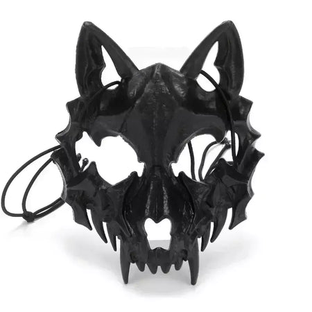 Festa crânio máscara dentes longos demônio esqueleto meia máscara facial lobo dragão tigre houjuu nue máscara cosplay traje de halloween adereços