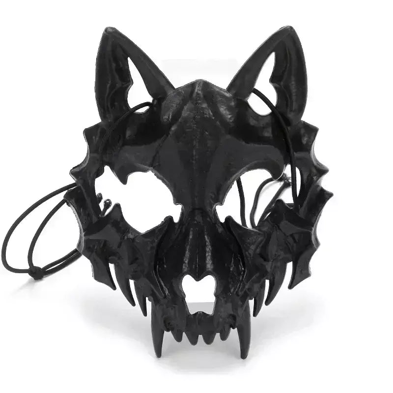 Festa crânio máscara dentes longos demônio esqueleto meia máscara facial lobo dragão tigre houjuu nue máscara cosplay traje de halloween adereços
