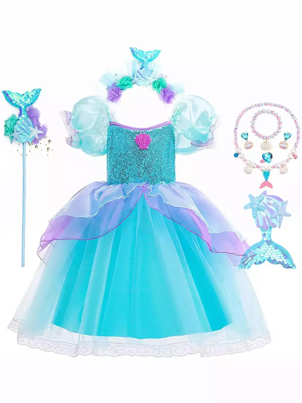 Menina sereia vestido para crianças festa de aniversário princesa cosplay traje ariel halloween fantasia roupas verão elegante vestido