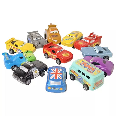 Mini 12 pçs disney pixar carros 3 pistão copo rebote carro coleção relâmpago mcqueen jackson tempestade pvc modelo de carro brinquedo para crianças