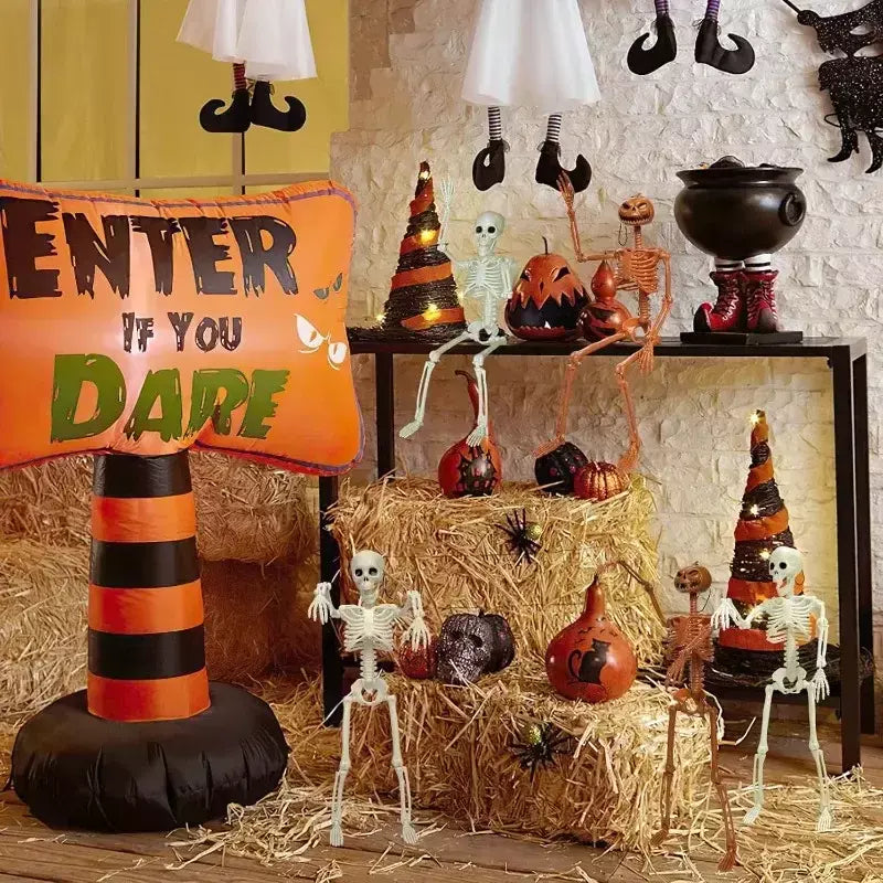 Esqueleto de forma humana de halloween de 40cm, esqueleto acessível, ossos de forma humana, decorações de herror de halloween, adereços de terror de casa assombrada
