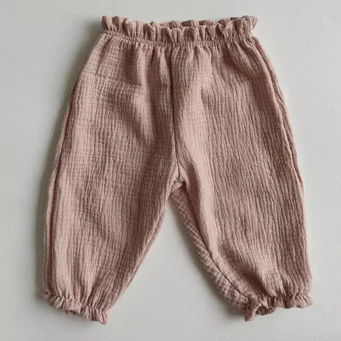 Calças de bebê de algodão orgânico recém-nascidos outono primavera verão inverno bonito impressão macia musselina roupas calças pantalons capris