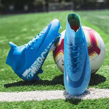 Botas de futebol de alta qualidade para crianças sapatos de tornozelo alto sapatos de futebol de grama sapatos de futebol de alta qualidade fg/tf