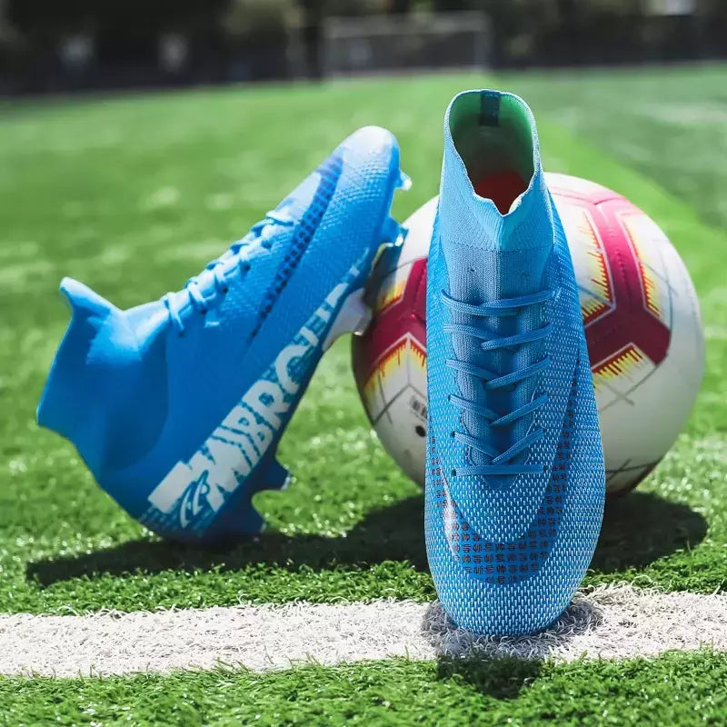Botas de futebol de alta qualidade para crianças sapatos de tornozelo alto sapatos de futebol de grama sapatos de futebol de alta qualidade fg/tf