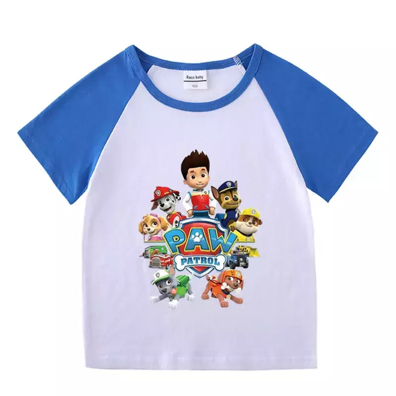 Boys Paw Patrol T-shirt manga curta Top e Shorts Set, bebê meninos roupas, roupas dos desenhos animados, terno verão, novo conjunto infantil, 2022, 2pcs