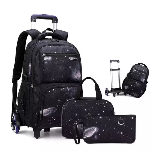 Mochila escolar com rodas para crianças, Mochila de rolamento para menino, Mochila escolar com rodas, Mochila de bagagem de mão, 6 rodas