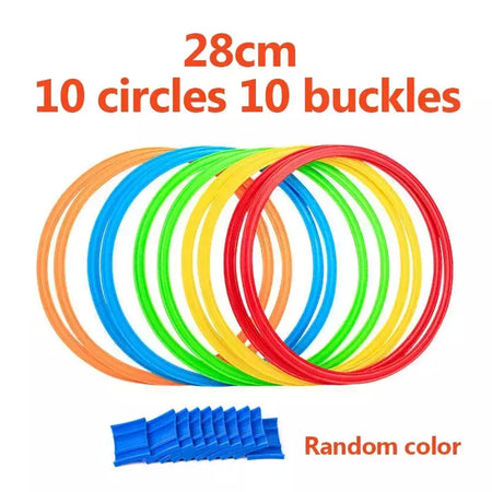 Brinquedos esportivos engraçados para treinamento físico infantil, treliça jump ring set, jogo ao ar livre, 10 aros, 10 conectores para brincar no parque, meninos e meninas, novo