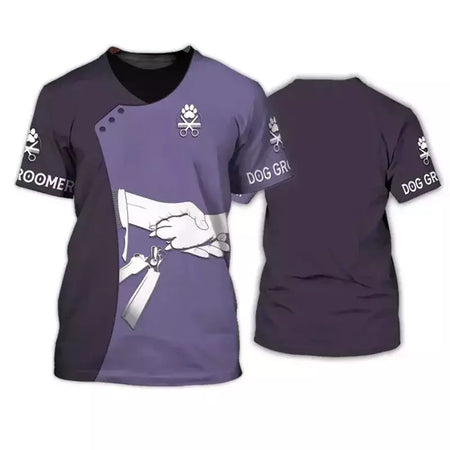 Dog Groomer's T-shirts para homens e mulheres, Pet Grooming Uniformes, Tops roupas, canino, veterinário, cabeleireiros, trabalho canino, 2024