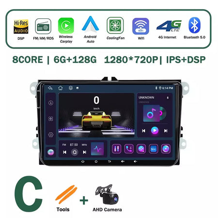 Sistema operacional android para vw volkswagen golf polo skoda rapid octavia tiguan passat amarok carro multimídia vídeo estéreo player gps carplay