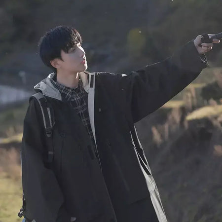 Jaqueta masculina vintage à prova de vento, jaqueta ao ar livre estilo montanha americana funcional casaco de trabalho primavera japão retrô streetwear