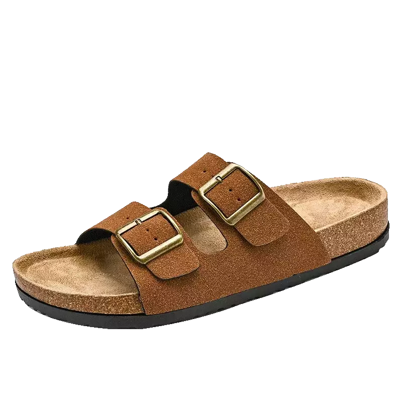 Sandálias masculinas de couro para praia, chinelo confortável, sapatos de marca original, verão 2022