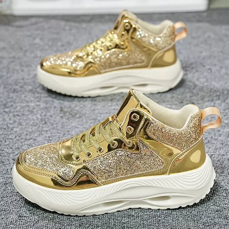 Mulheres de luxo esporte tênis corrida ouro dos homens treinamento atlético caminhada tênis confortável luz casal sapatos esportivos diários