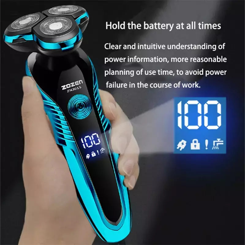 ZOZEN-Barbeador elétrico recarregável para homens, lâmina, aparador de cabelo, corte, máquina de barbear, aparador de barba, seco, uso duplo