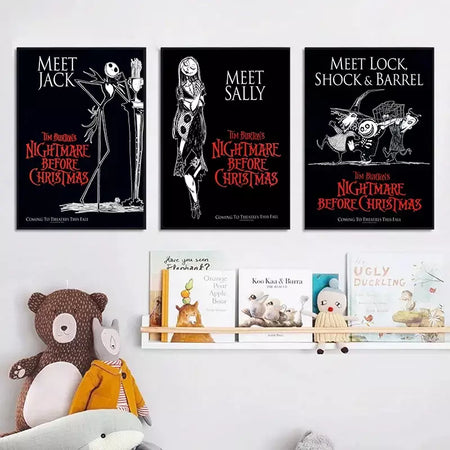 Filme clássico o pesadelo antes do natal anime figura jack poster impressões pintura em tela arte da parede fotos decoração do quarto casa