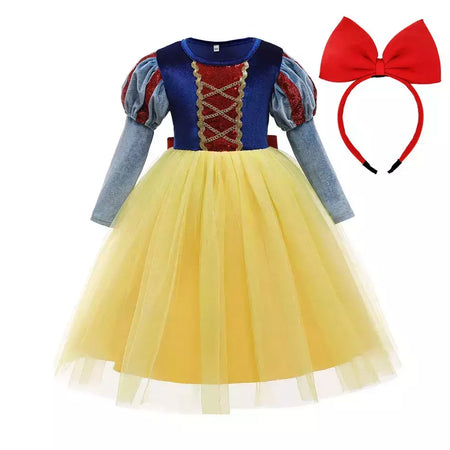 Criança neve branca traje princesa vestido de baile meninas festa aniversário fantasia veludo corpete malha tutu saia criança cosplay outfit