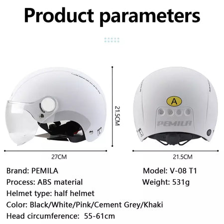 PEMILA-Capacete de Ciclismo com Lente Goggles para Homens e Mulheres, Capacete de Bicicleta, MTB Road Bike, Adesivo Refletivo, E-Bike, Motocicleta