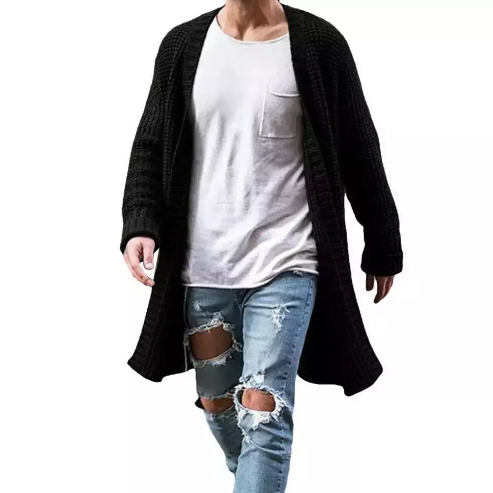 Cardigã de malha de algodão masculino, suéteres finos de manga comprida, outwear masculino monocromático, casaco quente, moda casual, novo, outono, inverno