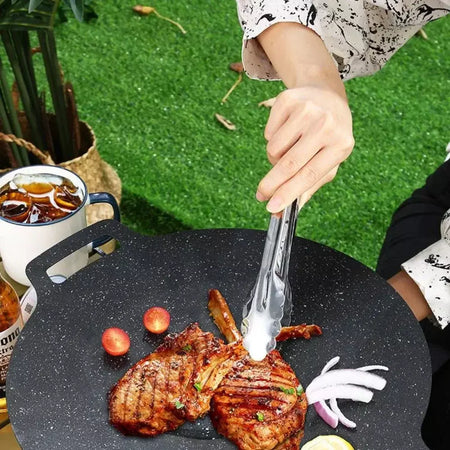 2025 churrasqueira pan antiaderente sem fumaça redonda ferro fundido portátil ao ar livre cozinhar chapa para acampamento piquenique churrasco fritar
