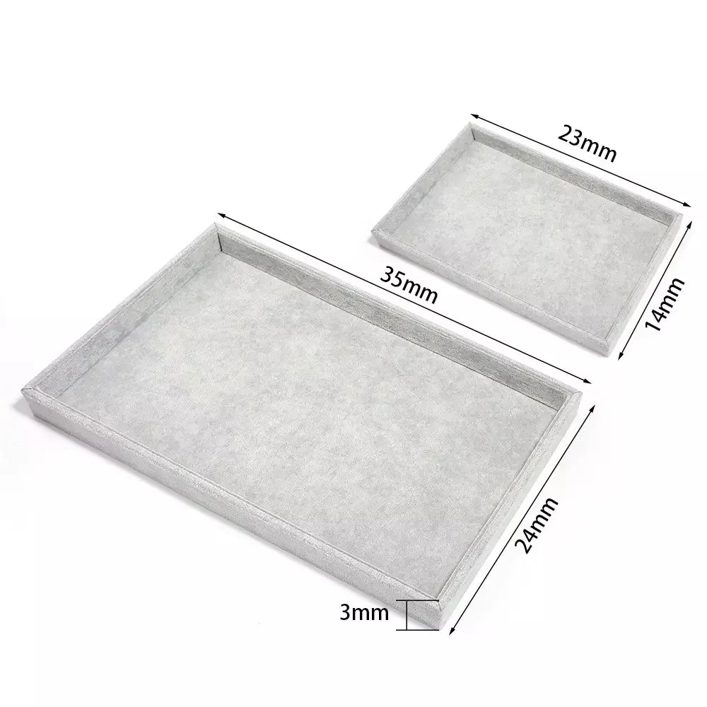 1 pc veludo bandeja de exibição de jóias anel brinco bandeja de armazenamento caixa de exibição de jóias colares pulseiras caixa de organização placa de armazenamento