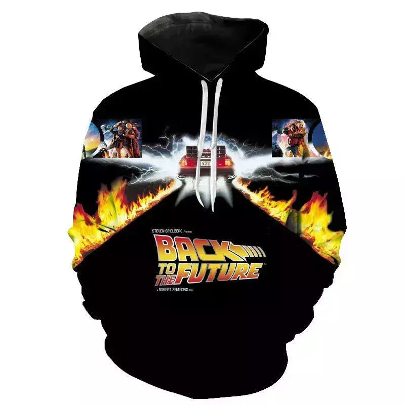 Homens e mulheres de volta para o futuro 3D filme impressão com capuz moletons, Hoodie extragrande, crianças pulôver, moletons, casaco moda