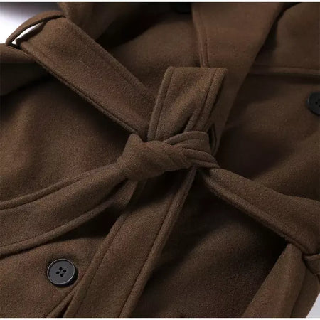 Trench coat maxi oversized feminino com lapela entalhada com cinto duplo breasted vintage streetwear 2025 tendência casual casacos diários