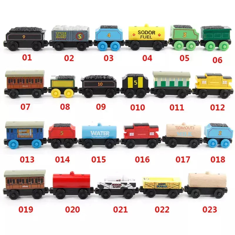 10 pçs/set trens de madeira magnética brinquedos pista veículo ferroviário locomotiva de madeira modelo de transporte para thomaing trem brinquedo presente crianças