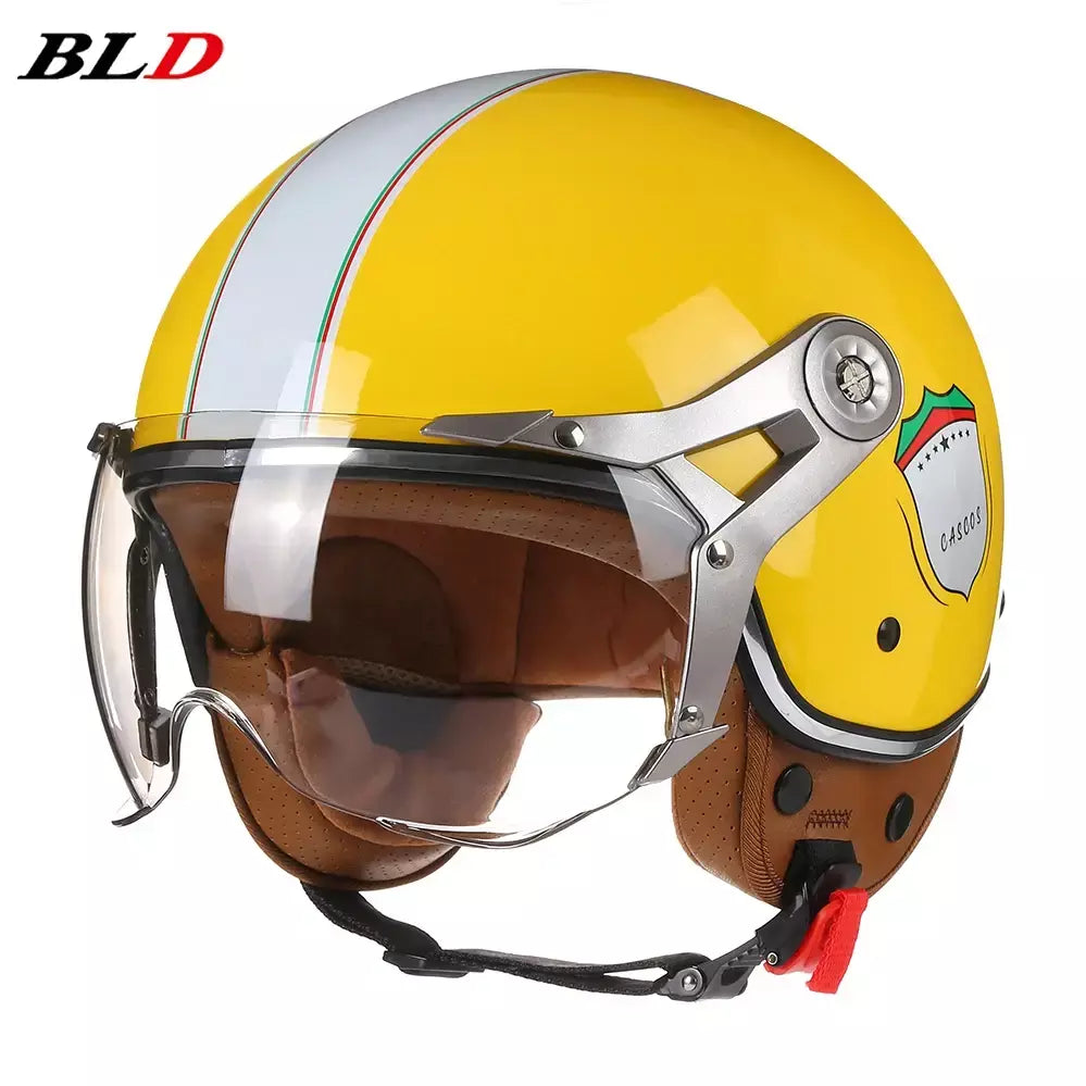 Vintage tt & cocascos capacete da motocicleta jet com viseira moto equitação 3/4 aberto meio capacete retro scooter capacete moto