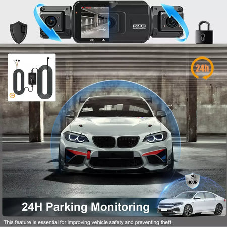 Dashcam para carros 4 canais caixa preta wifi câmera de condução fhd 1080p visão noturna gravação em loop adicionar kit de fio rígido acessórios do carro