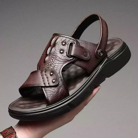 Oulylan-Sandálias masculinas clássicas de couro, sapatos romanos confortáveis, sapatos macios, calçados para caminhadas ao ar livre, verão