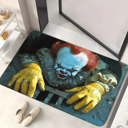 Tapete de porta de halloween assustador pennywise palhaço porta sala de estar, quarto, cozinha, entrada antiderrapante tapete corredor