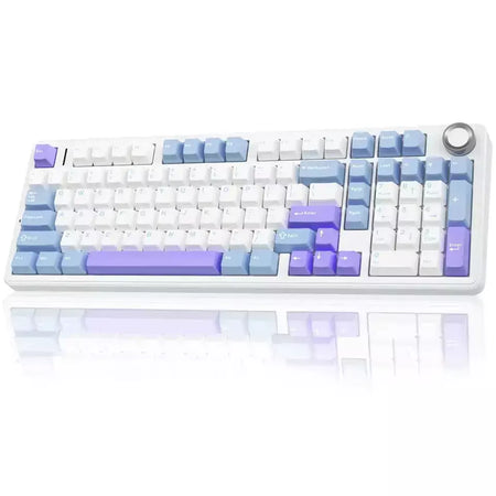 Teclado mecânico para jogos AULA F99PRO, 99 teclas, três modos, sem fio, estrutura de junta permutável, teclado personalizado com botão de mídia