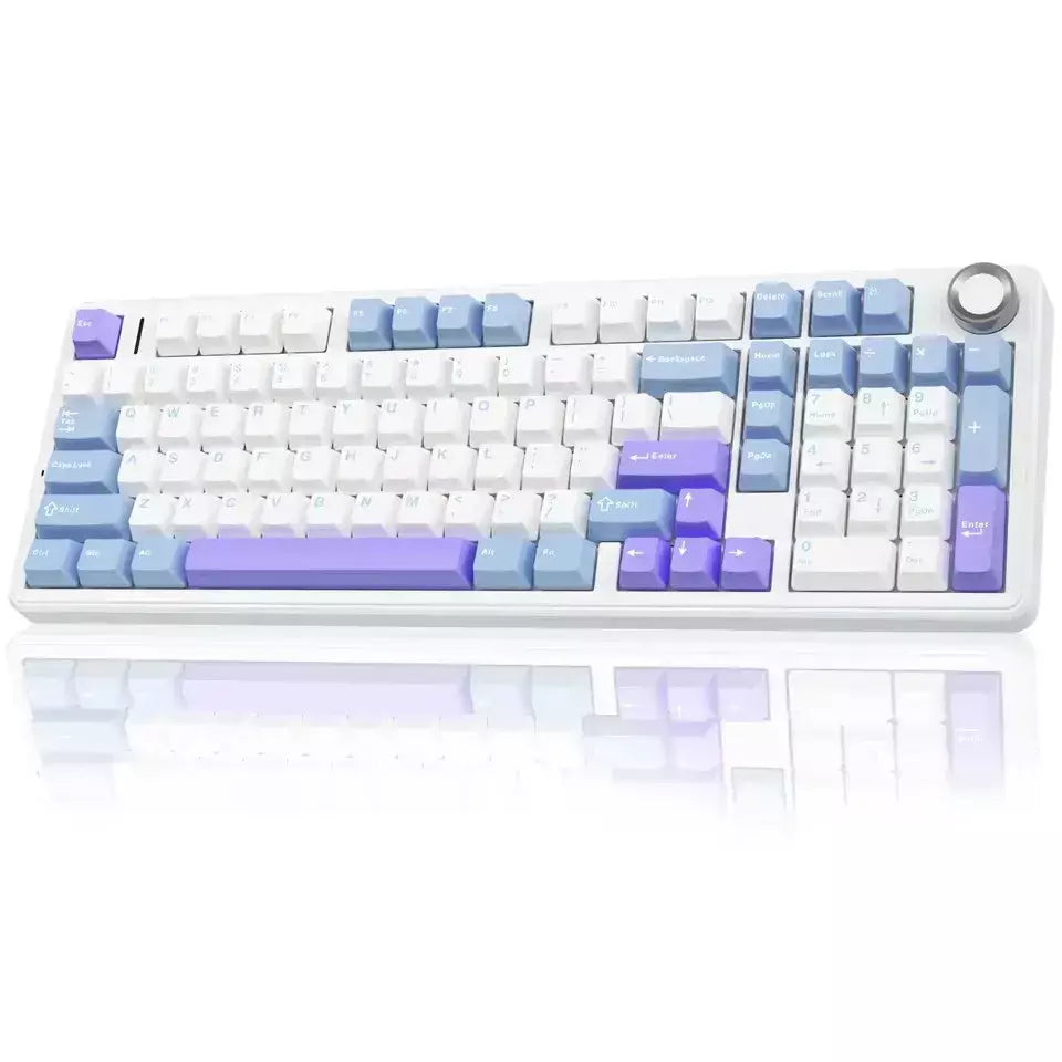 Teclado mecânico para jogos AULA F99PRO, 99 teclas, três modos, sem fio, estrutura de junta permutável, teclado personalizado com botão de mídia
