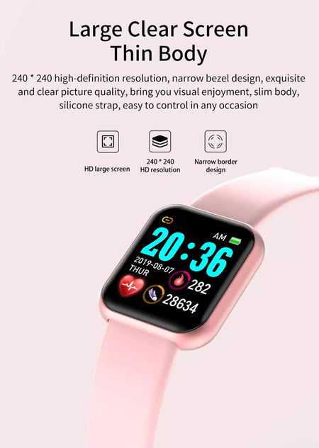 Relógio masculino eletrônico pulseira de fitness smartwatch relógio inteligente y68 d20 monitor sono presente para ios android smartphones despertador