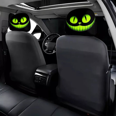2 pçs fantasia sorriso místico olho de gato universal assento de carro encosto de cabeça cobre acessórios do carro presente do feriado capa protetora decorativa