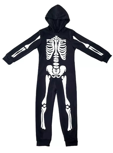Halloween meninos trajes esqueleto horror preto luminoso fantasma apertado com capuz macacão palco papel traje desempenho terno