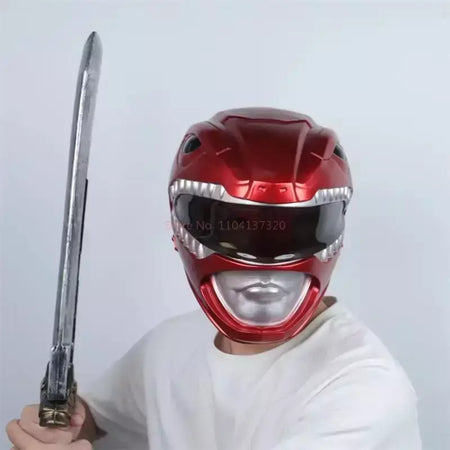 Em estoque halloween power rangers capacete super-herói equipe guerreiro vermelho cosplay máscara acessórios traje para adultos crianças presente de halloween