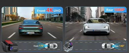 Kocam 4K UHD Dash Cam WiFi Carro DVR Dianteira e Traseira Lente Dupla Câmera Auto para Carro com Visão Noturna 24H Monitor de Estacionamento Caixa Preta