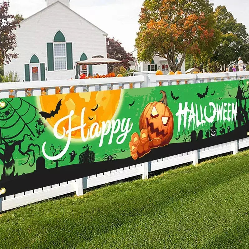 Fantasma halloween abóbora banner retro festa de halloween sinais banner decorações cerca quintal varanda sinal ao ar livre decorações terror