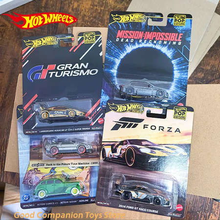 Original rodas quentes 2025 cultura pop Hxd63-L série lamborghini de volta para o futuro modelo de carro crianças brinquedos modelo carro coleção presente