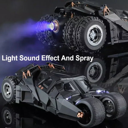 Grande escala 1:18 batmobile modelo de carro brinquedo o cavaleiro das trevas trilogia som luz deslizante spray liga veículos modelos ornamentos presentes