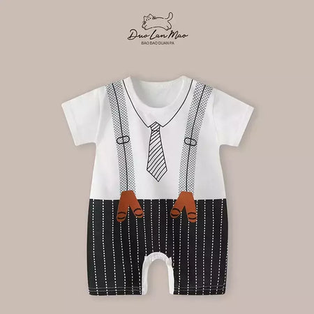 Macacão fino dos desenhos animados para bebês meninos e meninas, macacão de manga curta, macacão infantil recém-nascido, traje de verão, novo, 0-2 anos